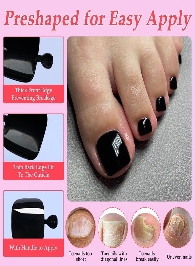 Lifextol 120PC Black Press on Toenails for Women Fake Toe nail Press ons Acrylic Toe Press on Nails Set, Black Press on Toe Nails Press on Fake Toenails Press ons Acrylic Toe Nail Tips Kit&Glue Tab-G - Image 5